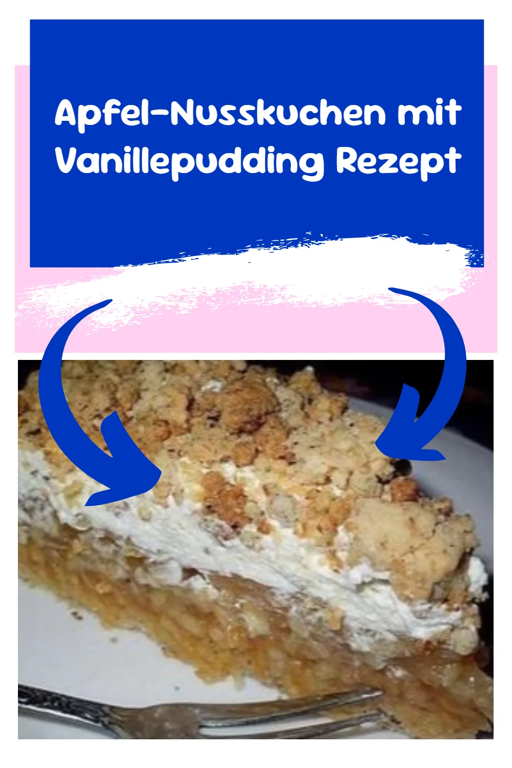 Apfel-Nusskuchen mit Vanillepudding Rezept