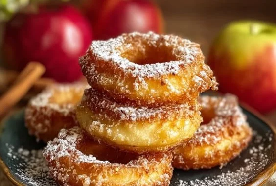 Knusprig gebackene Apfelringe aus der Heißluftfritteuse