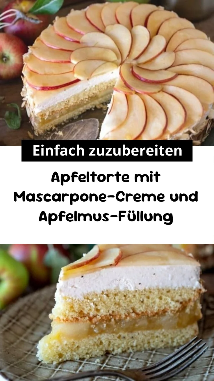 Apfeltorte mit Mascarpone-Creme und Apfelmus-Füllung