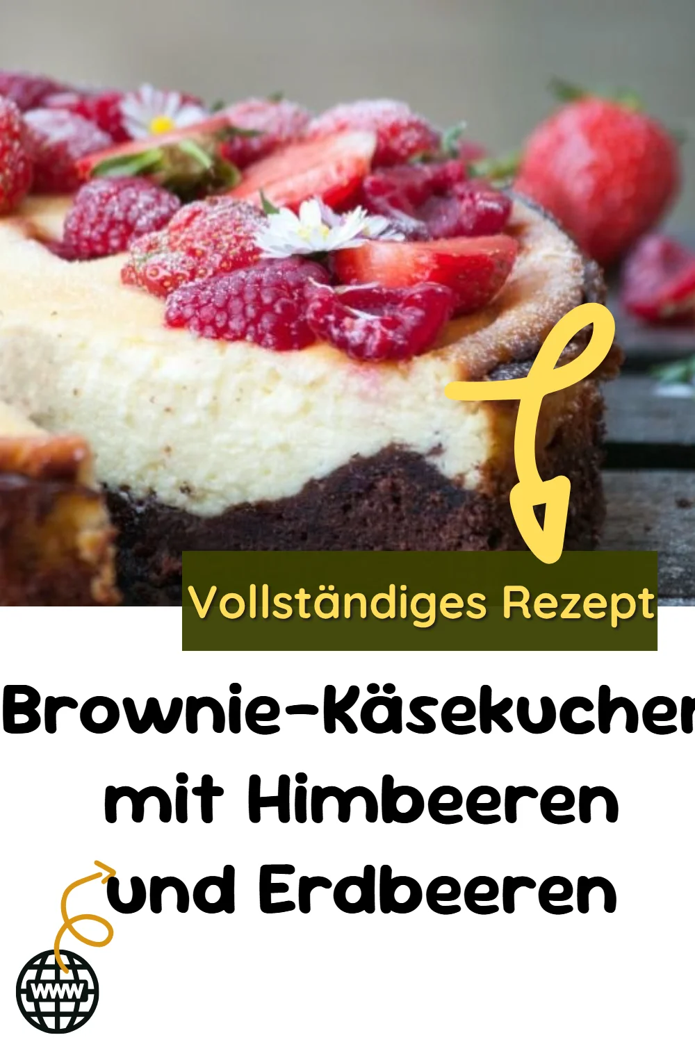 Brownie-Käsekuchen mit Himbeeren und Erdbeeren