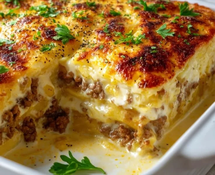 Cremiger Hackfleisch- und Kartoffelauflauf für Genießer