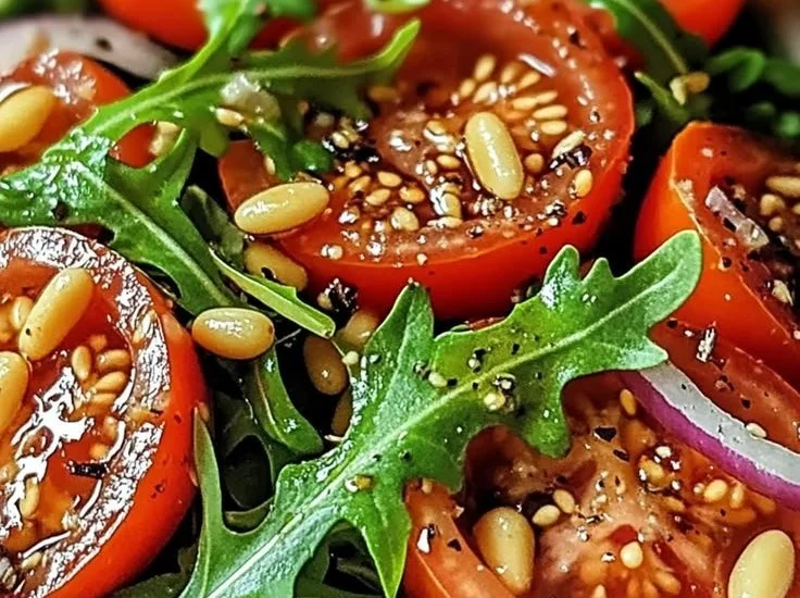 Frischer Tomaten-Rucola-Salat mit Pinienkernen: Ein Genuss!