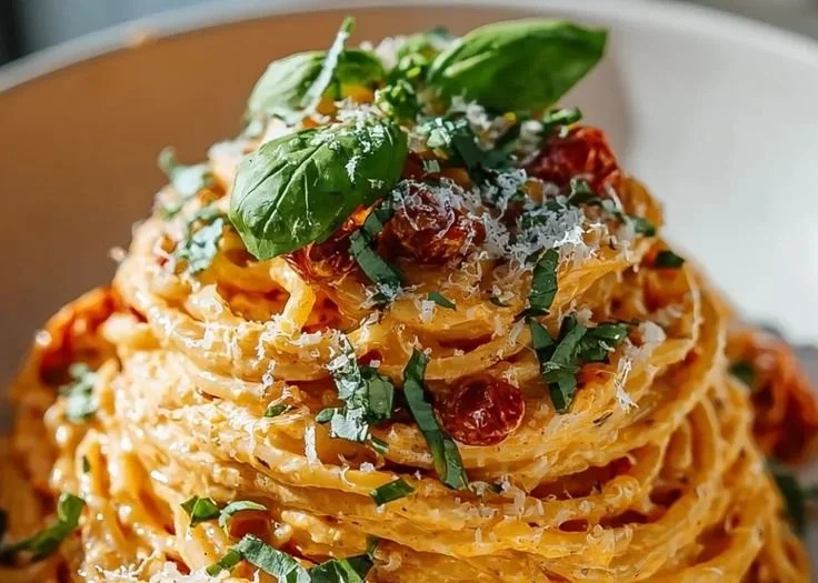 Geröstete Tomaten und Knoblauch Ricotta Pasta in einer Schüssel