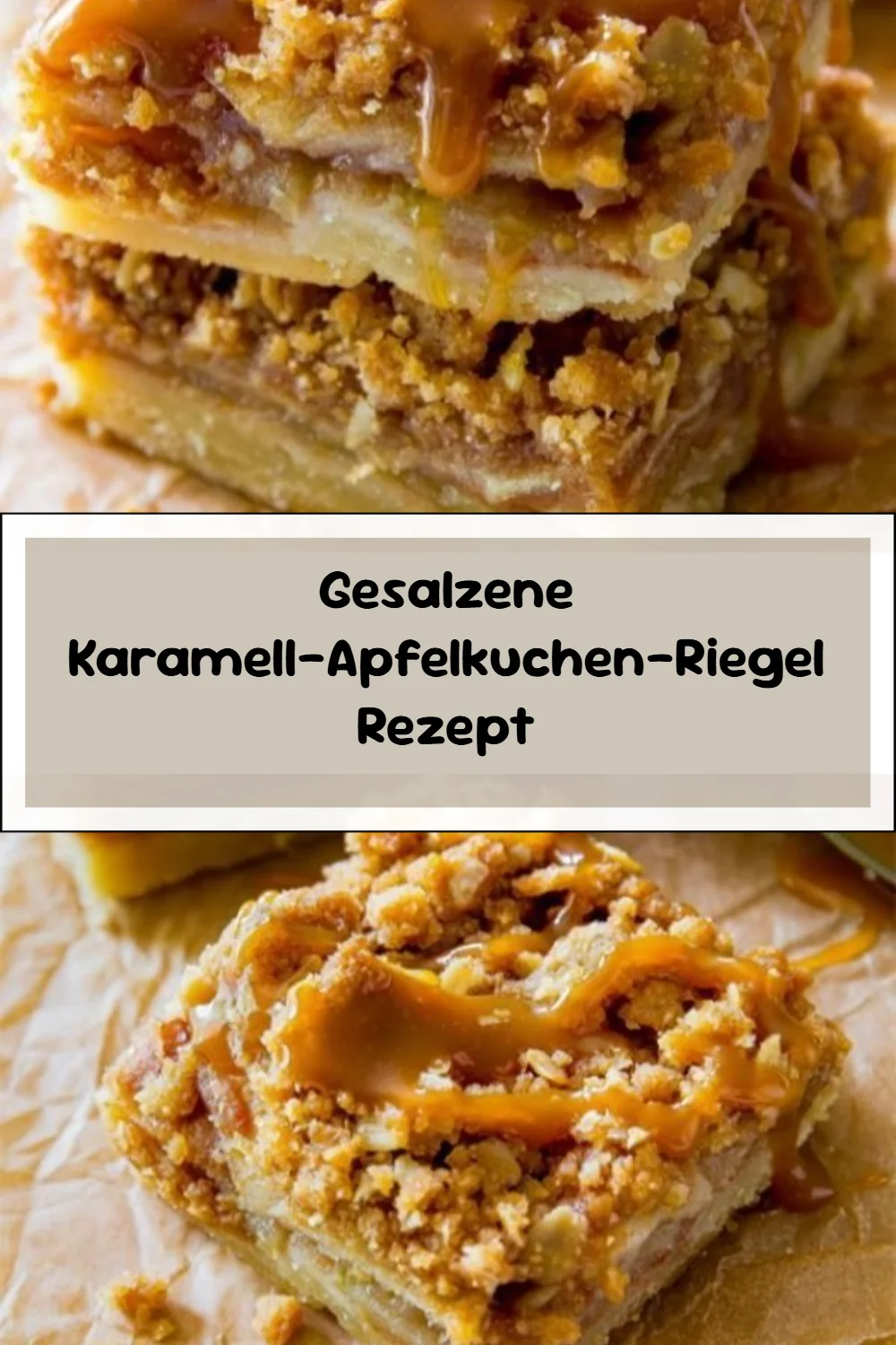 Gesalzene Karamell-Apfelkuchen-Riegel Rezept