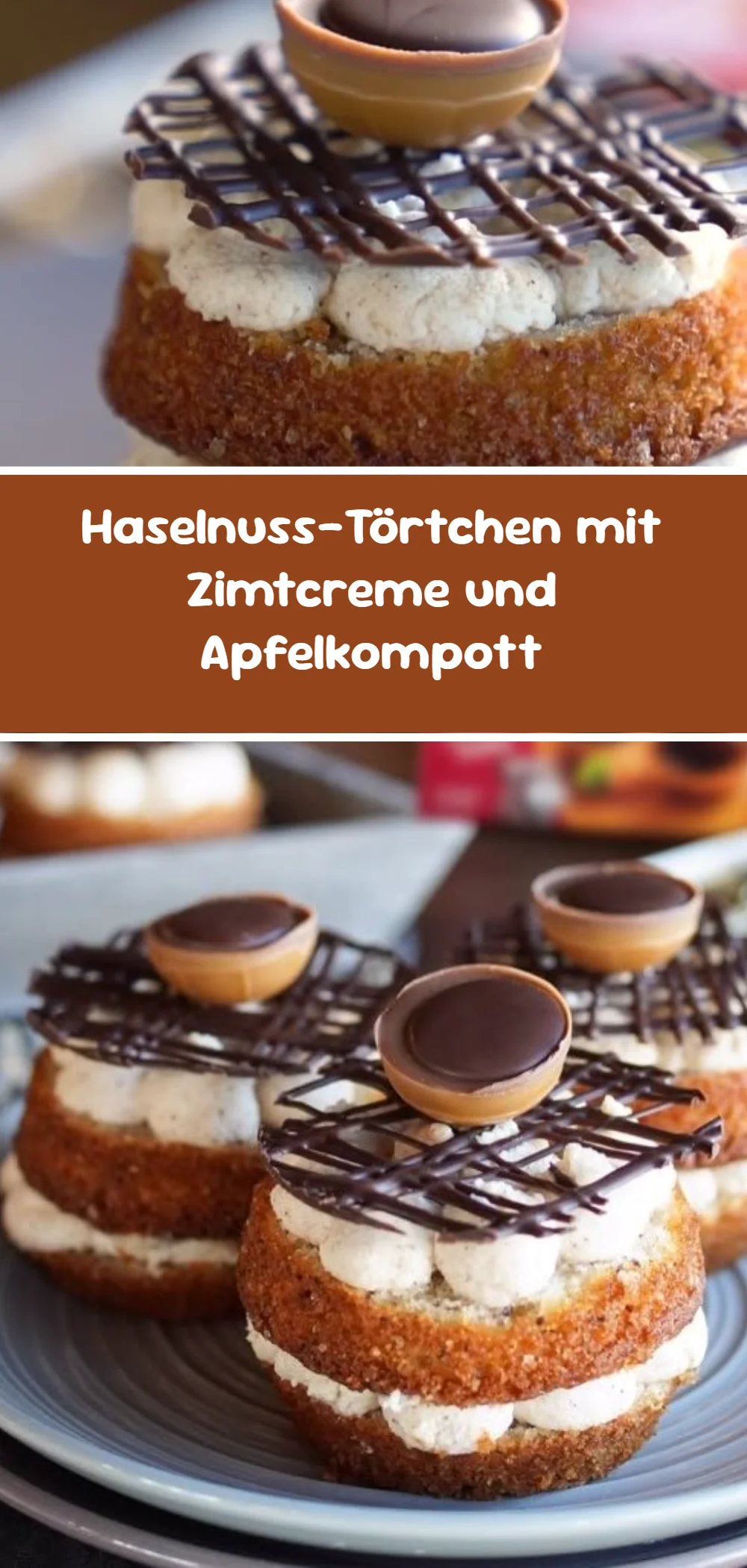 Haselnuss-Törtchen mit Zimtcreme und Apfelkompott