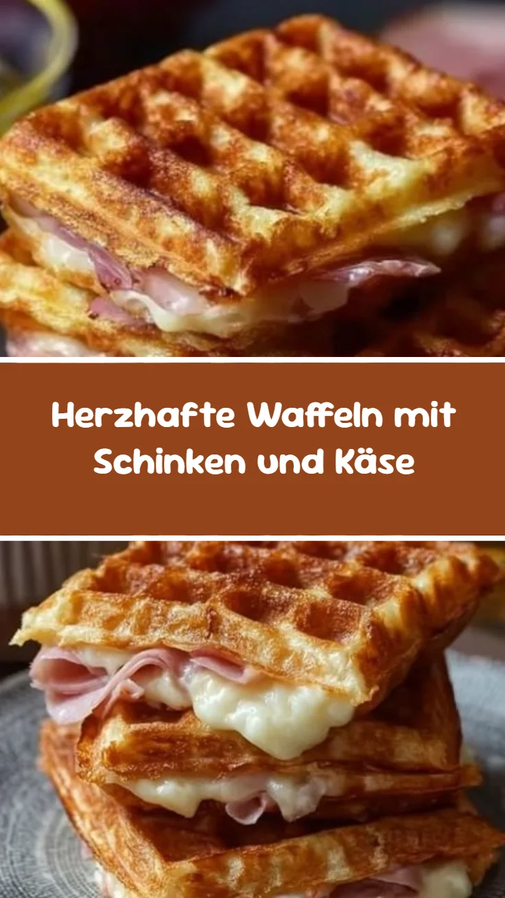 Herzhafte Waffeln mit Schinken und Käse