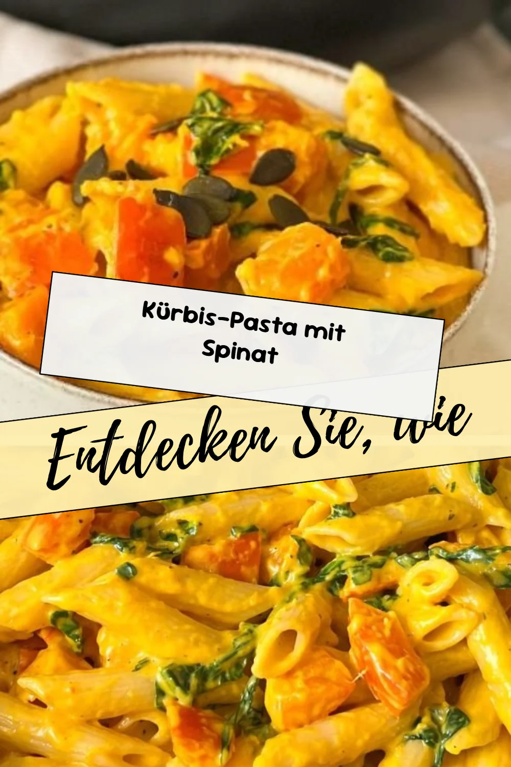 Kürbis-Pasta mit Spinat