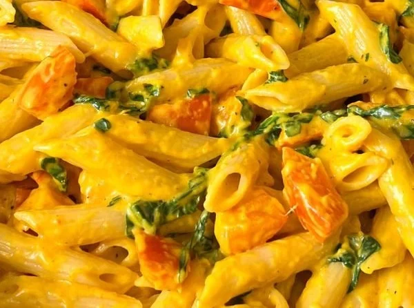 Pasta mit Kürbis und Spinat