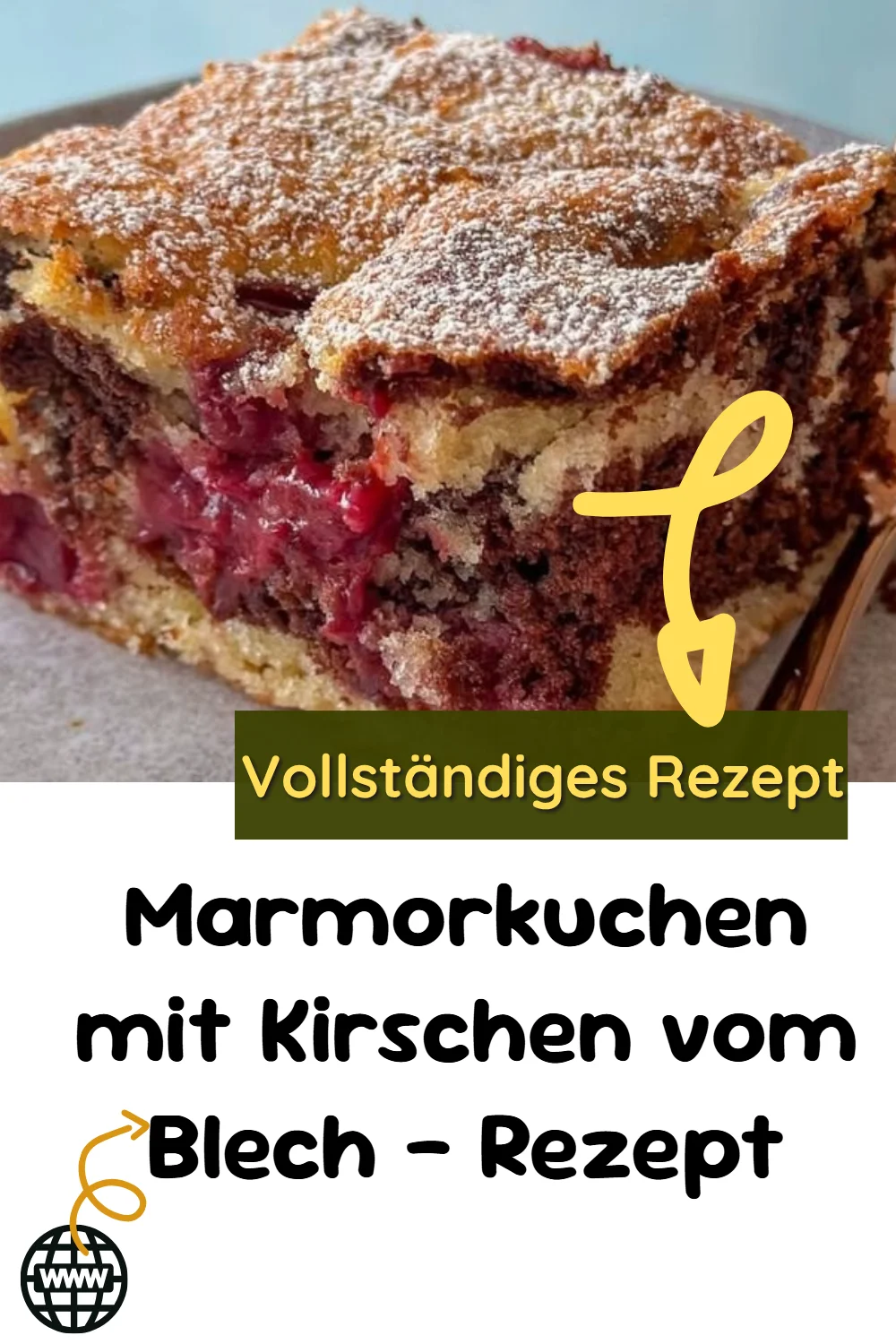 Marmorkuchen mit Kirschen vom Blech – Rezept