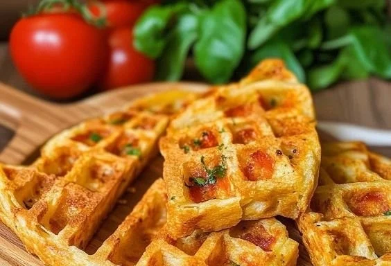 Leckere Pizza-Waffeln für Babys und Kleinkinder auf einem Teller