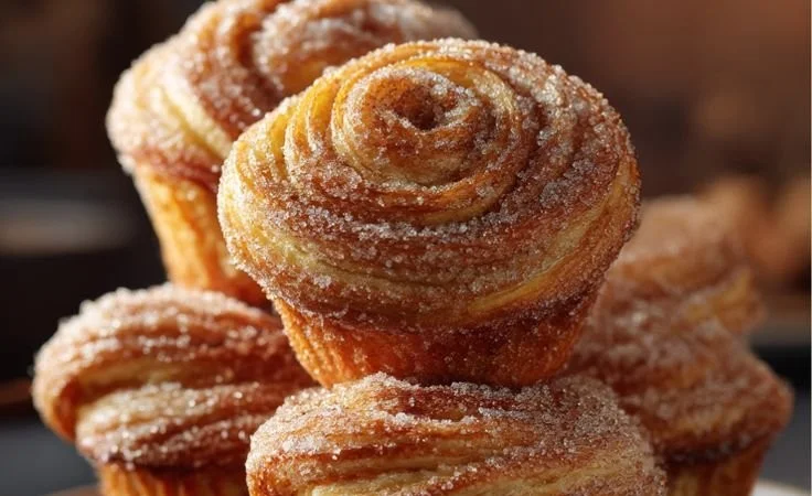Leckere Zimtzucker-Cruffins frisch aus dem Ofen